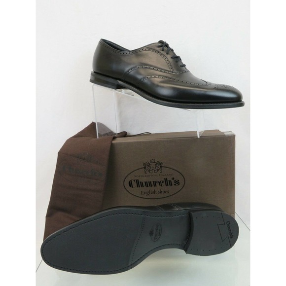 NIB CHURCH'S BY PRADA WILSON BLACK LEATHER WINGTIP PERFORATE OXFORDS 12 US 13 - Picture 4 of 9